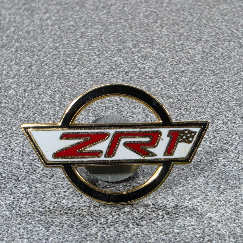 Chevrolet Corvette ZR1 Pin Gold Red White Excellent Enamel Racing Logo